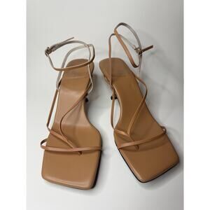 Jeffrey Campbell Shoes Womens Size 9.5 Tan Strappy Heels Sandals Square Toe